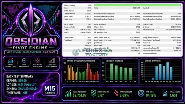 Obsidian Pivot Engine MT5 Backtest Result 1