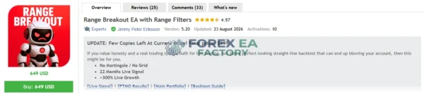 Range Breakout EA with Range Filters MT5 MQL5 Review